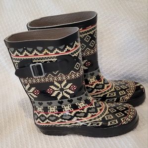 Nomad 'Black Snow Heart' Rubber Rainboots-Kid's 13